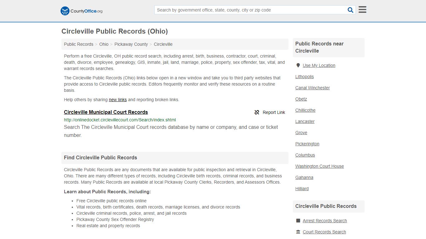 Public Records - Circleville, OH (Business, Criminal, GIS ...